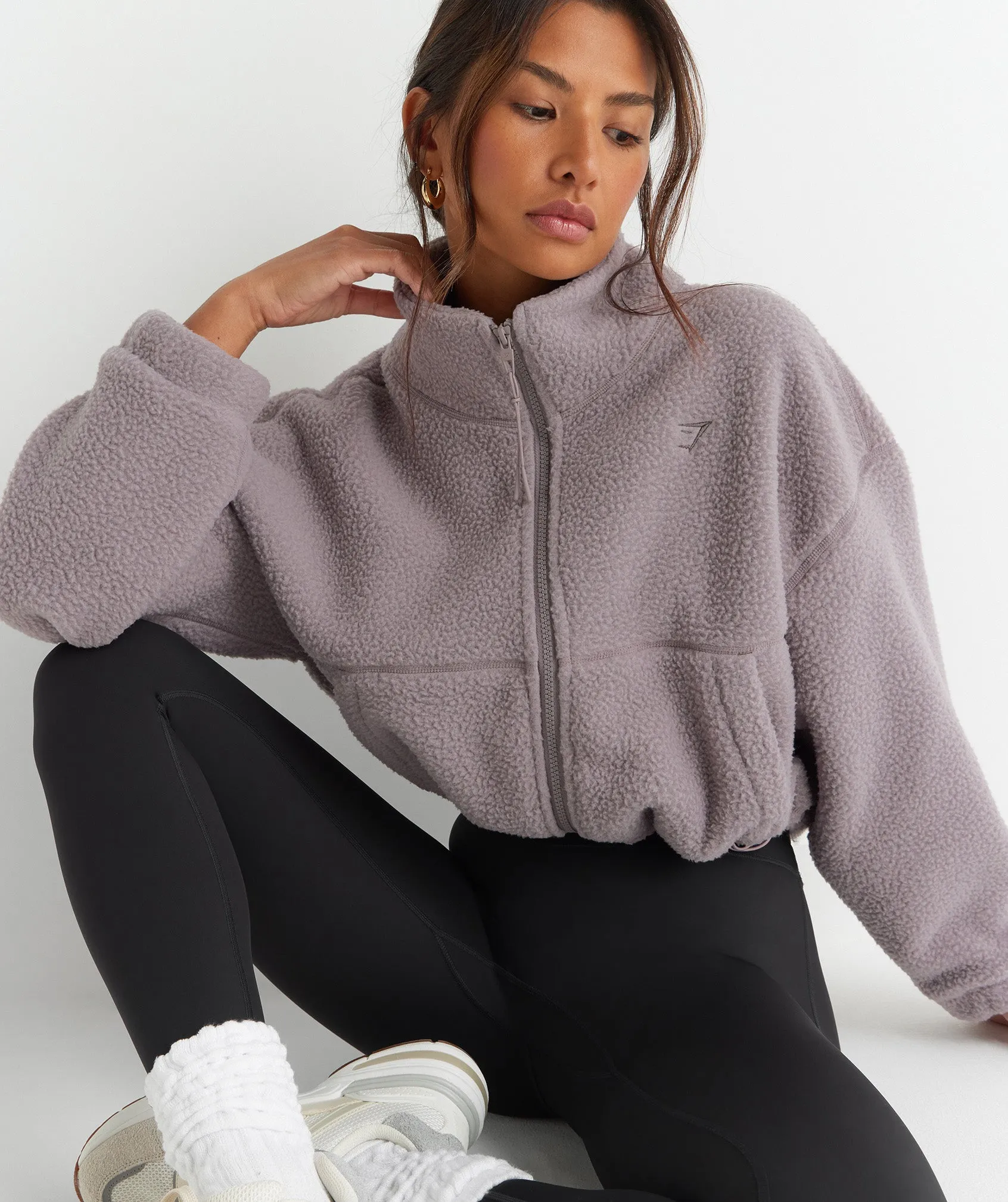 Gymshark Elevate Fleece Midi Jacket - Washed Mauve