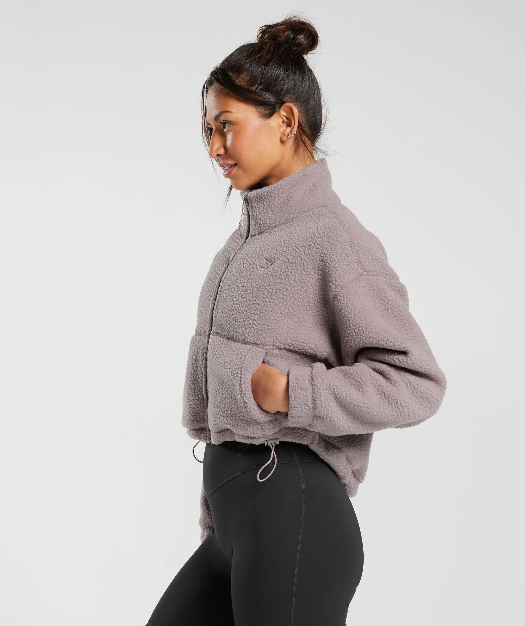 Gymshark Elevate Fleece Midi Jacket - Washed Mauve