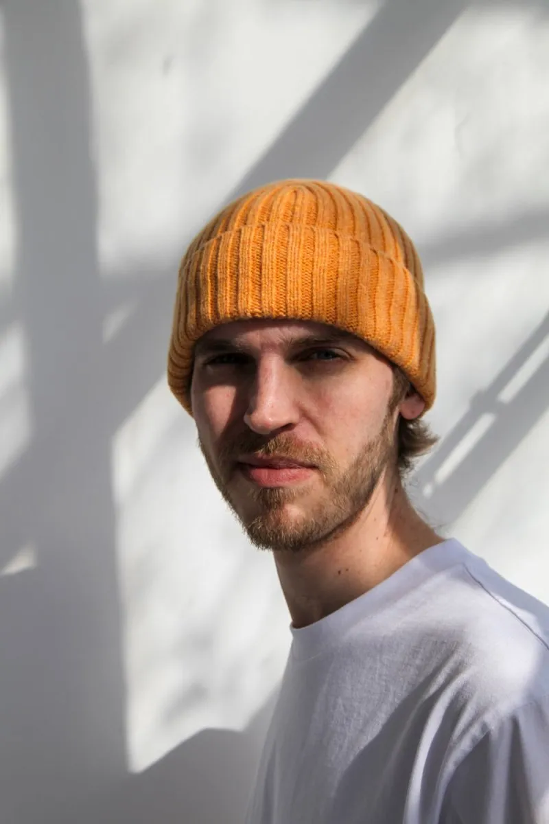 Half Dozen Super-Soft Lambswool Fisherman Beanie (Citrus Yellow)