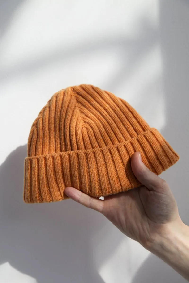 Half Dozen Super-Soft Lambswool Fisherman Beanie (Citrus Yellow)