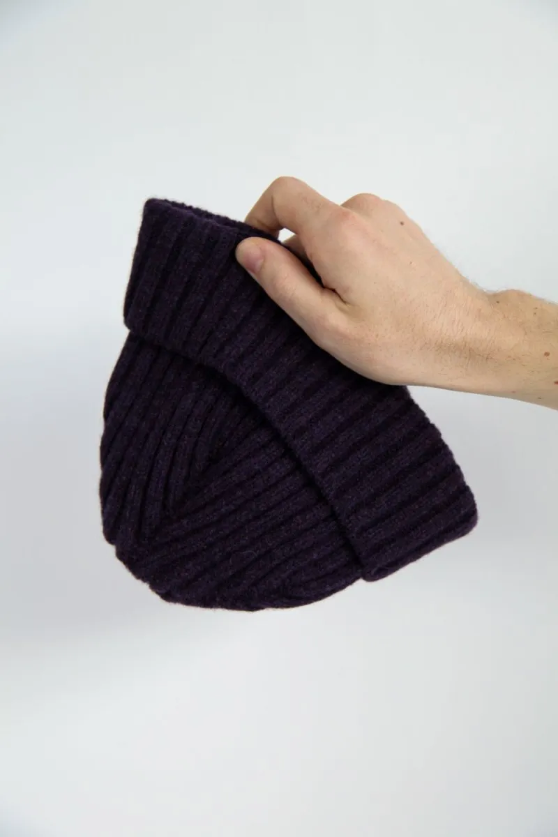 Half Dozen Super-Soft Lambswool Fisherman Beanie (Elderberry Purple)