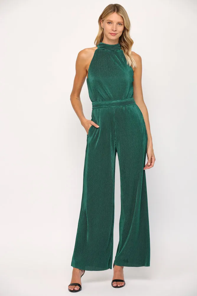 Halter Pleated Jumpsuit