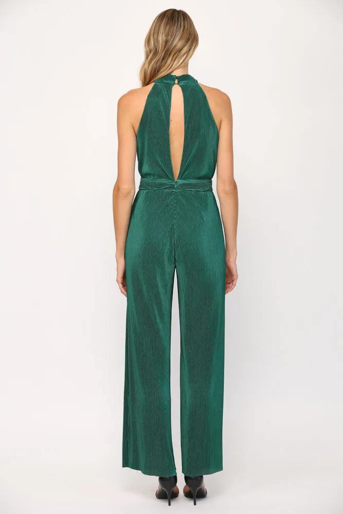 Halter Pleated Jumpsuit