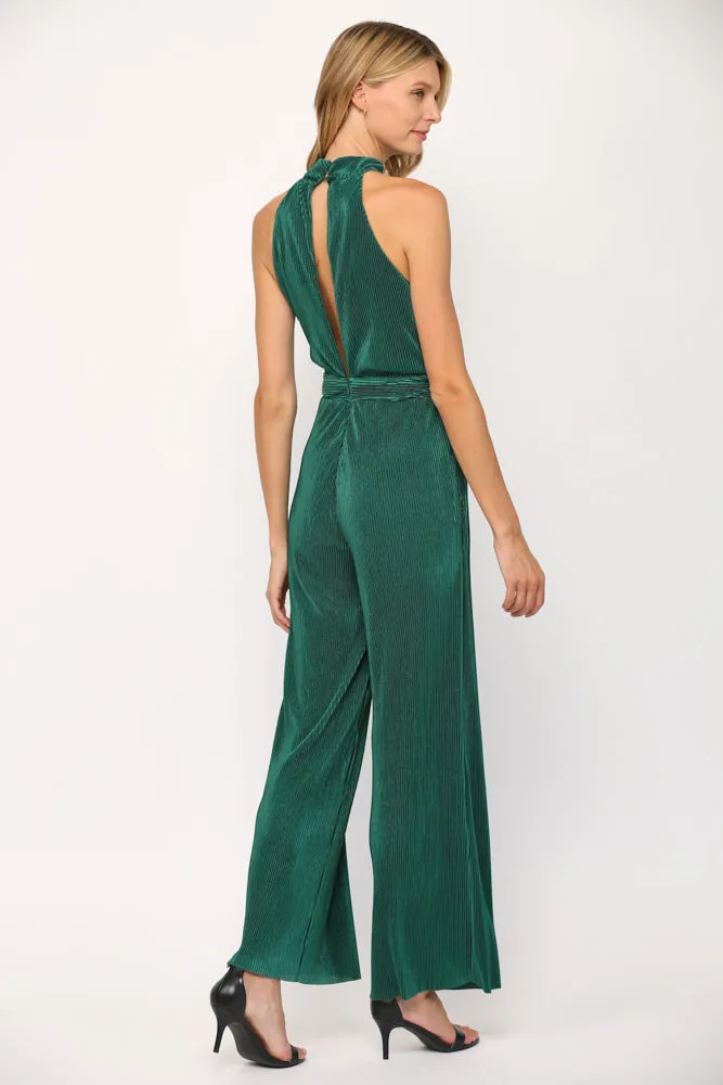 Halter Pleated Jumpsuit