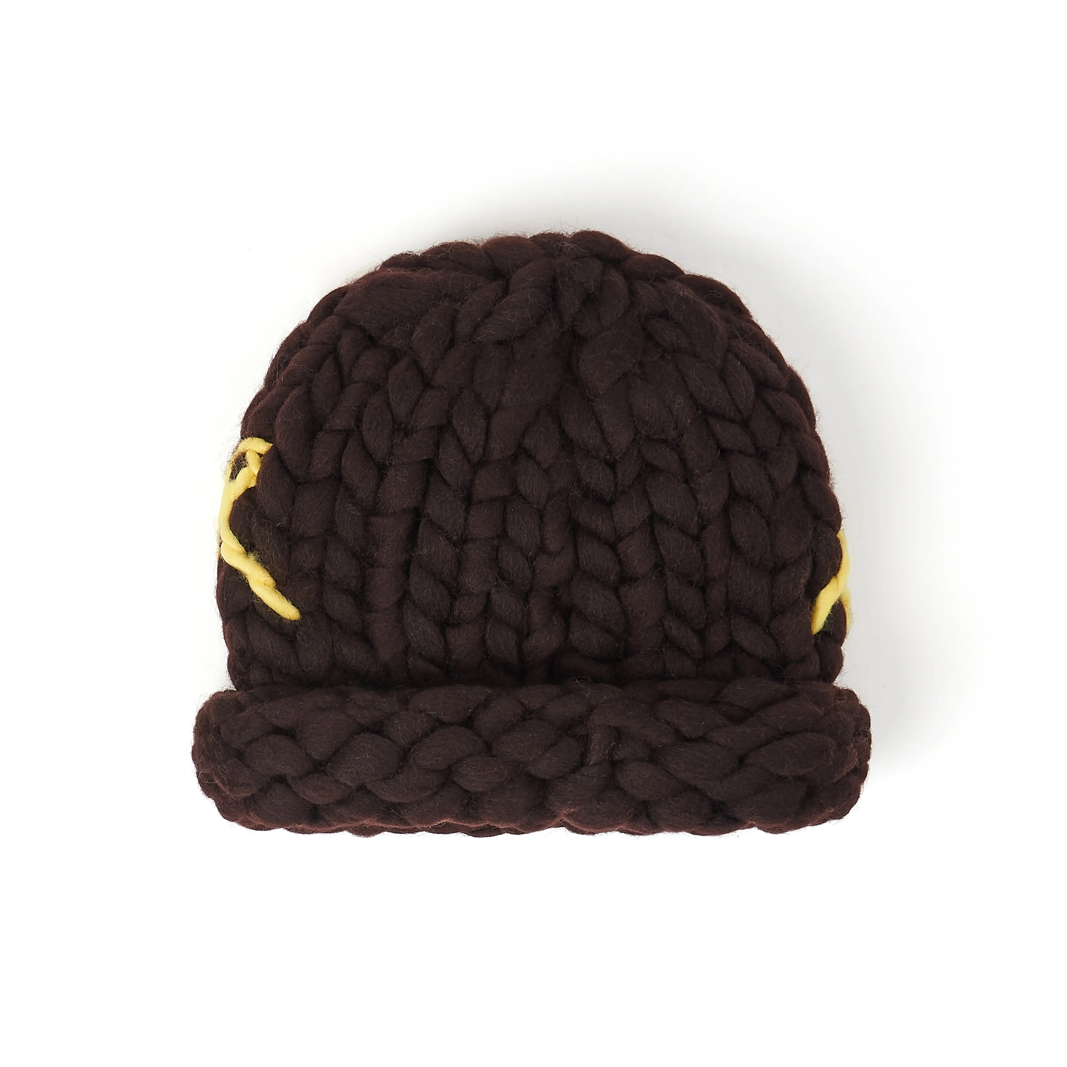 Hand Knit Chunky Knit Beanie [Brown]