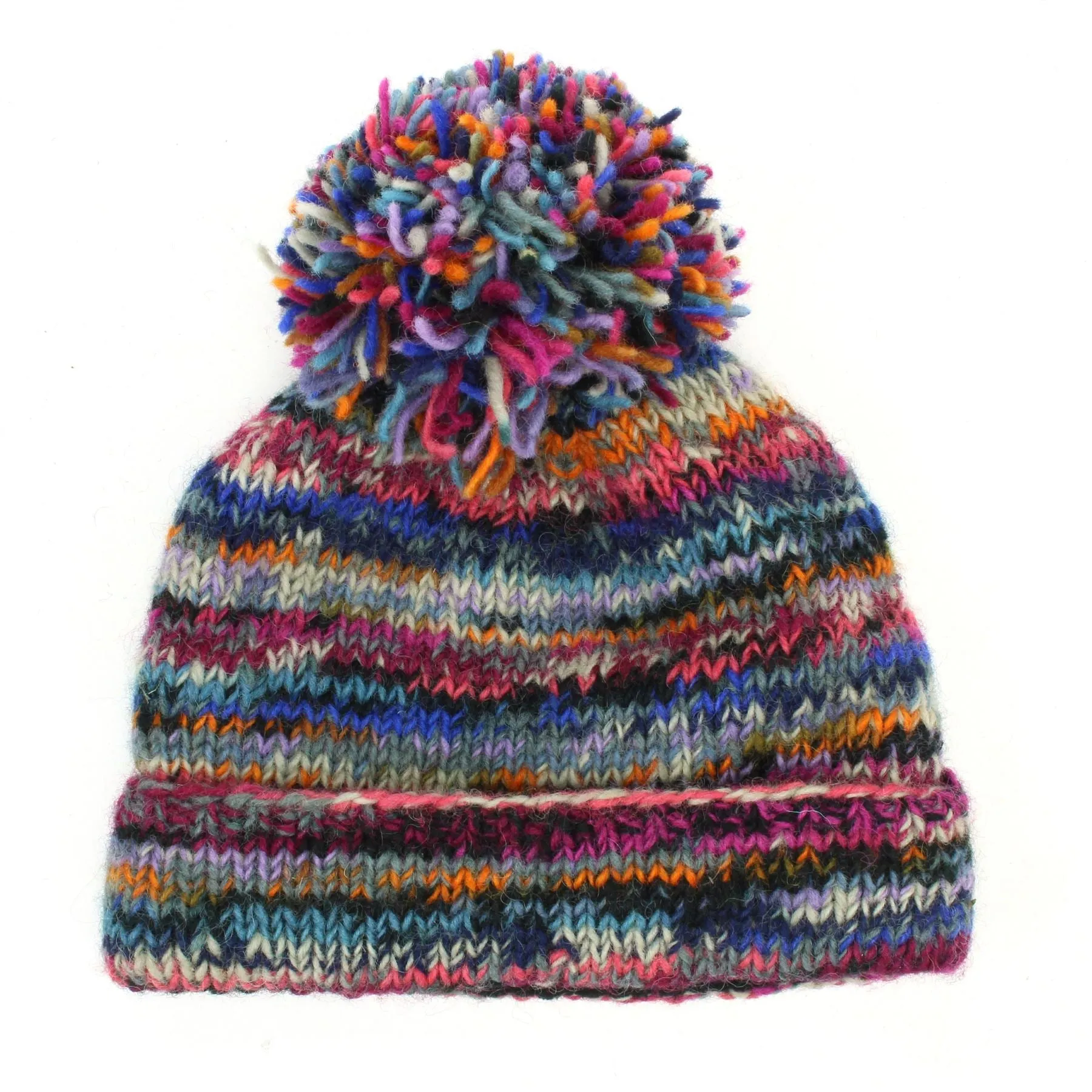 Hand Knitted Wool Beanie Bobble Hat - SD Electric