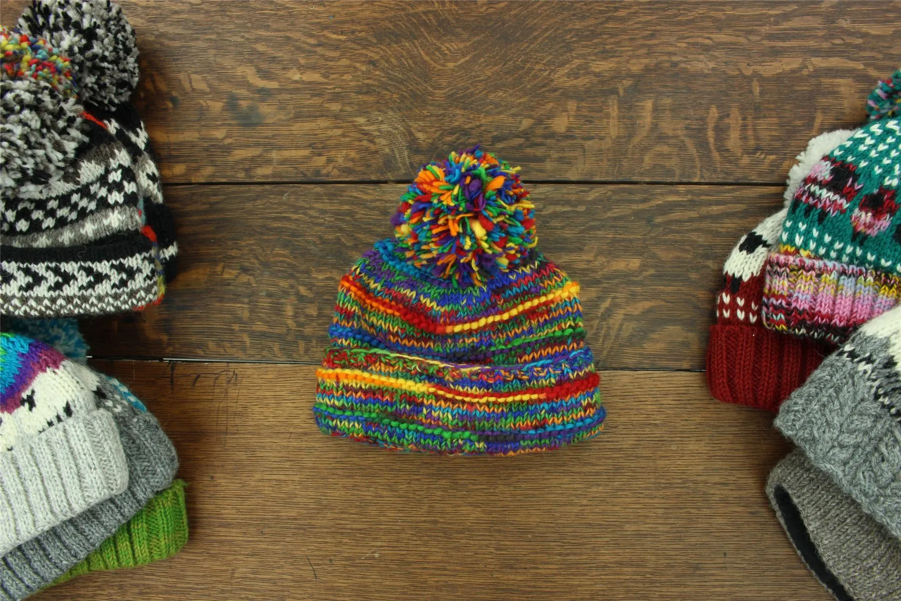 Hand Knitted Wool Beanie Bobble Hat - SD Electric