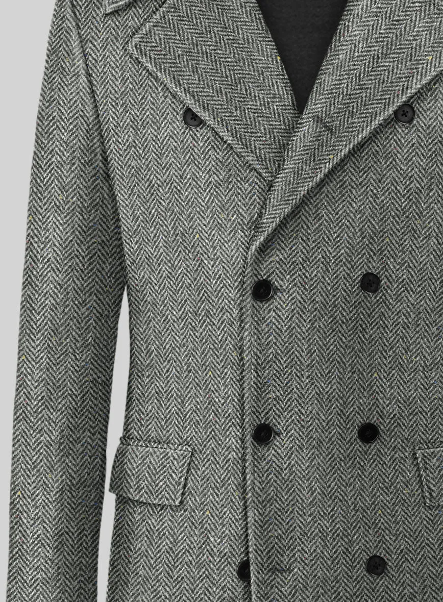 Harris Tweed Gray Chevron GQ Overcoat