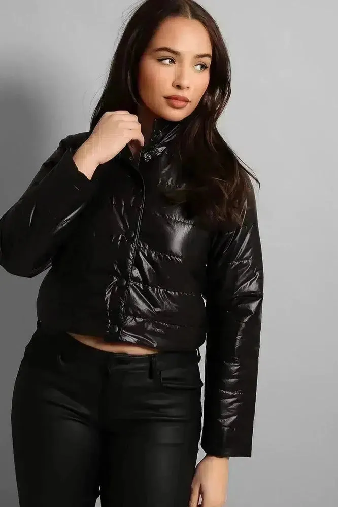 High Neck Cropped Medium Padding Jacket