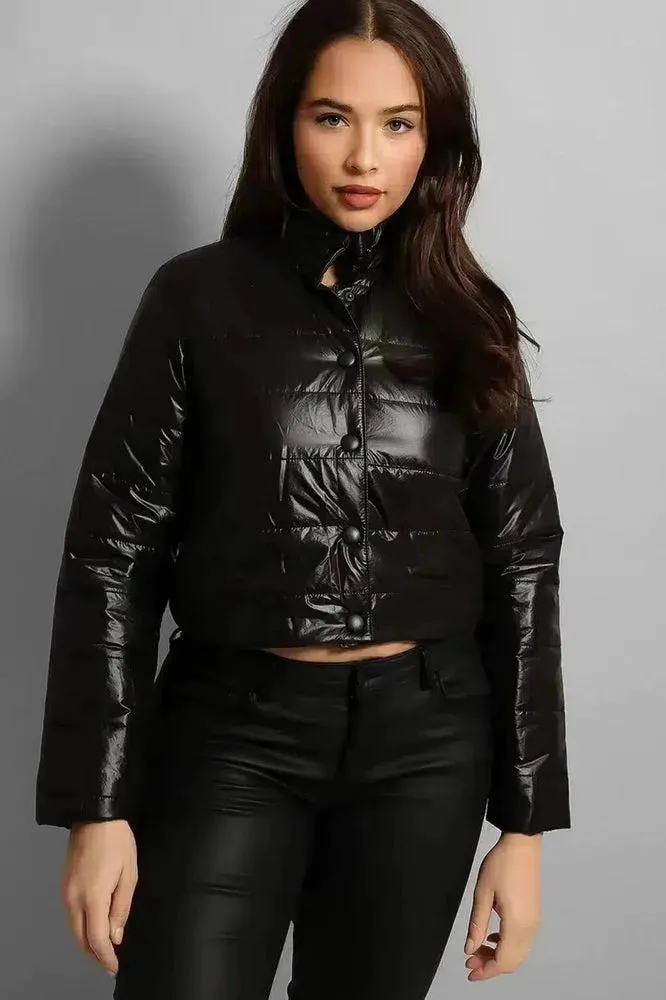 High Neck Cropped Medium Padding Jacket