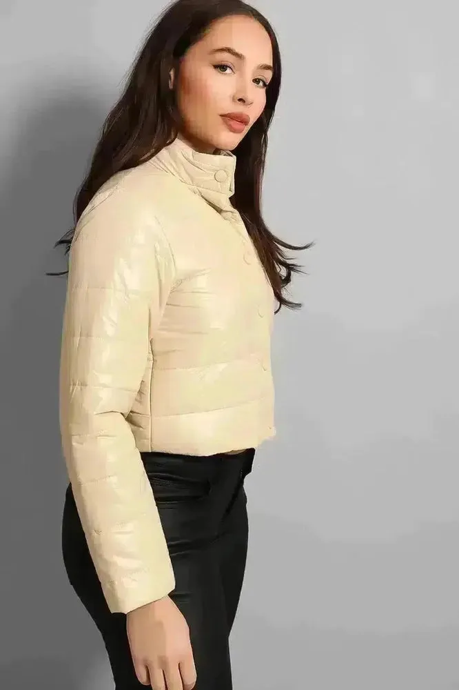 High Neck Cropped Medium Padding Jacket