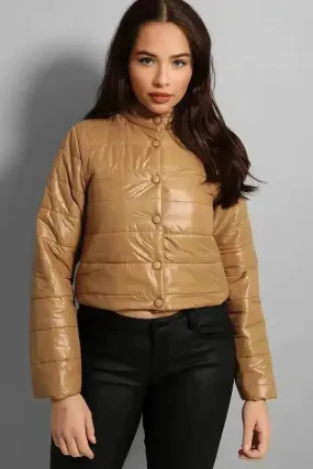 High Neck Cropped Medium Padding Jacket