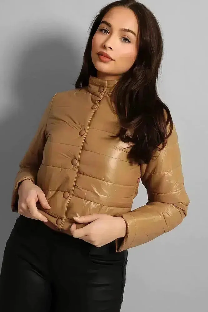 High Neck Cropped Medium Padding Jacket