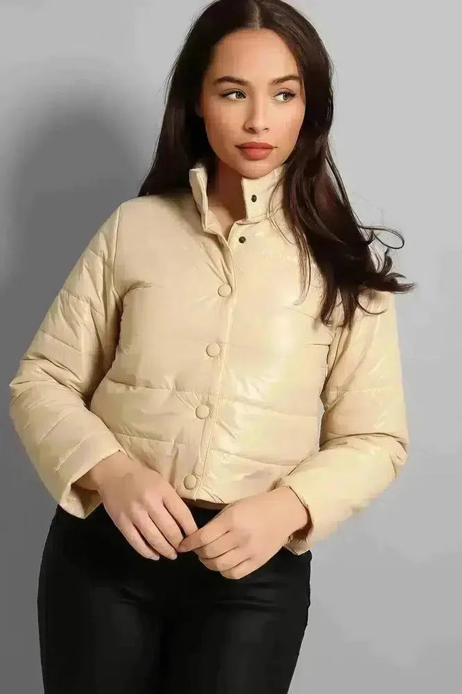 High Neck Cropped Medium Padding Jacket