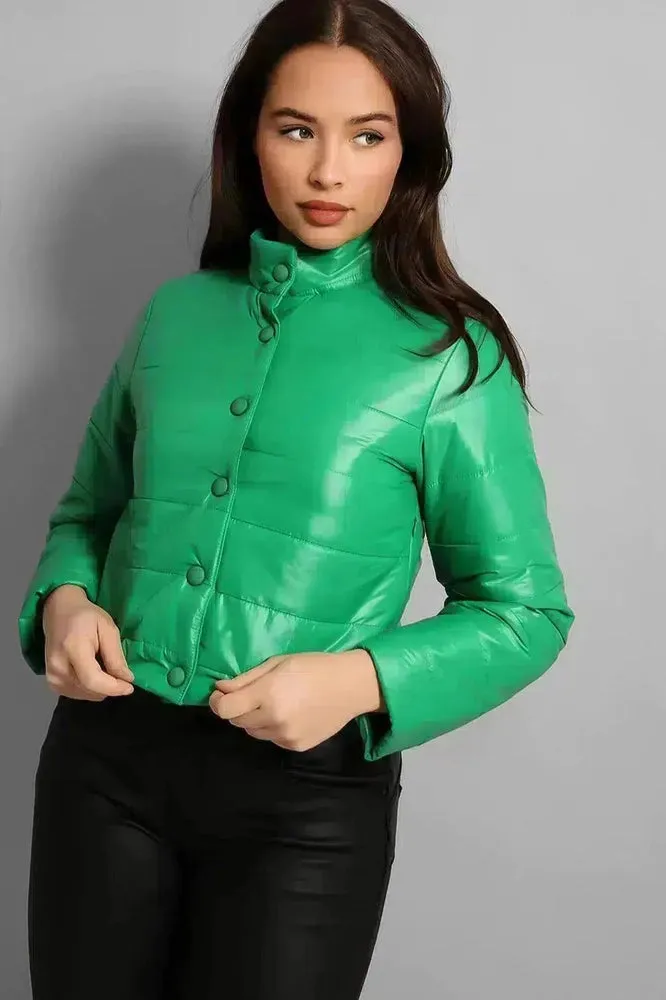 High Neck Cropped Medium Padding Jacket