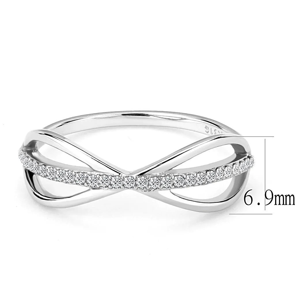 High polished (no plating) Stainless Steel Ring with AAA Grade CZ in Clear for Women Style DA046