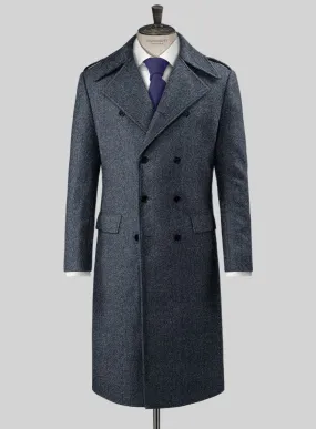 Highlander Heavy Blue Herringbone Tweed GQ Overcoat