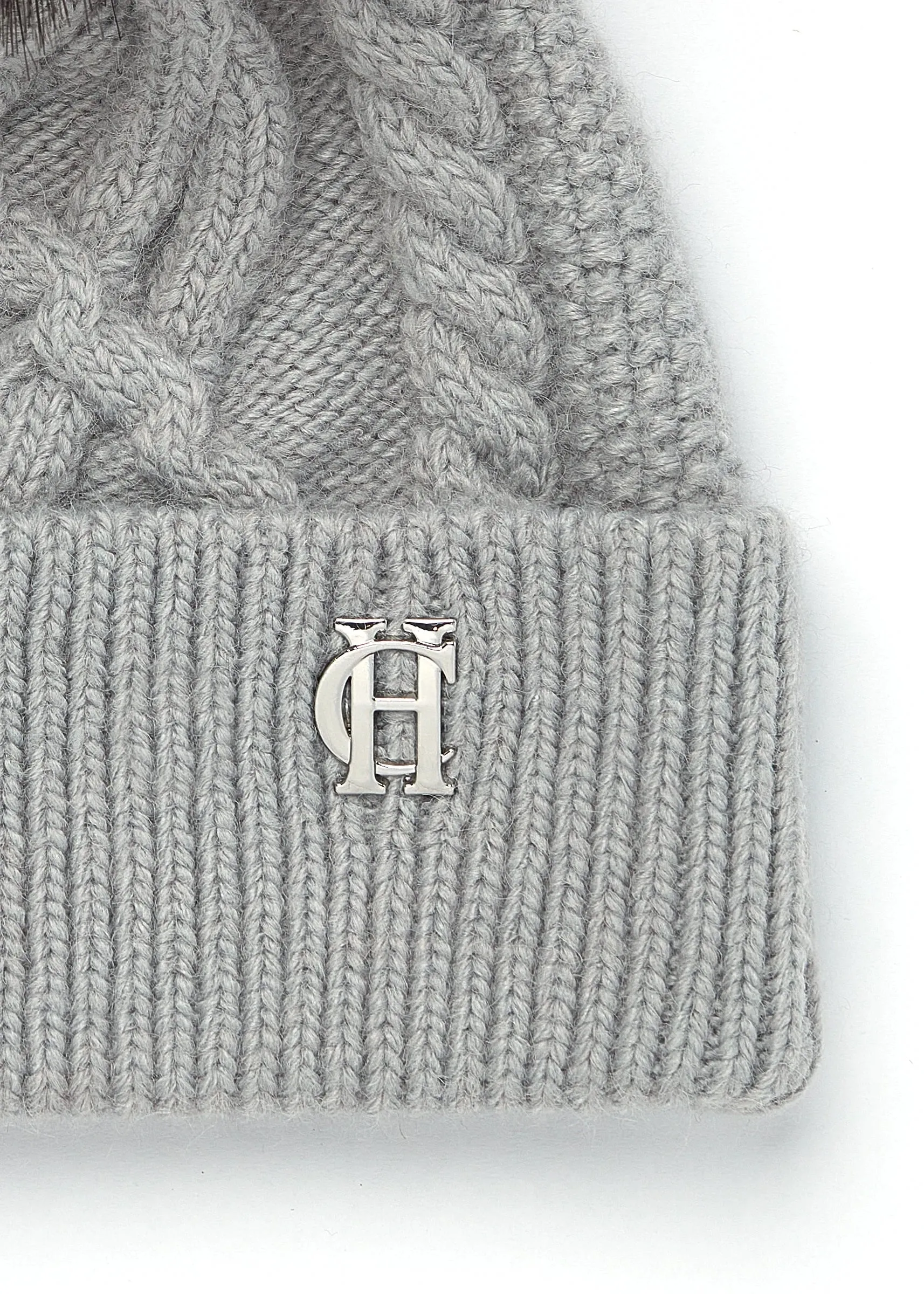 Holland Cooper Cortina Ladies Bobble Hat in Soft Grey