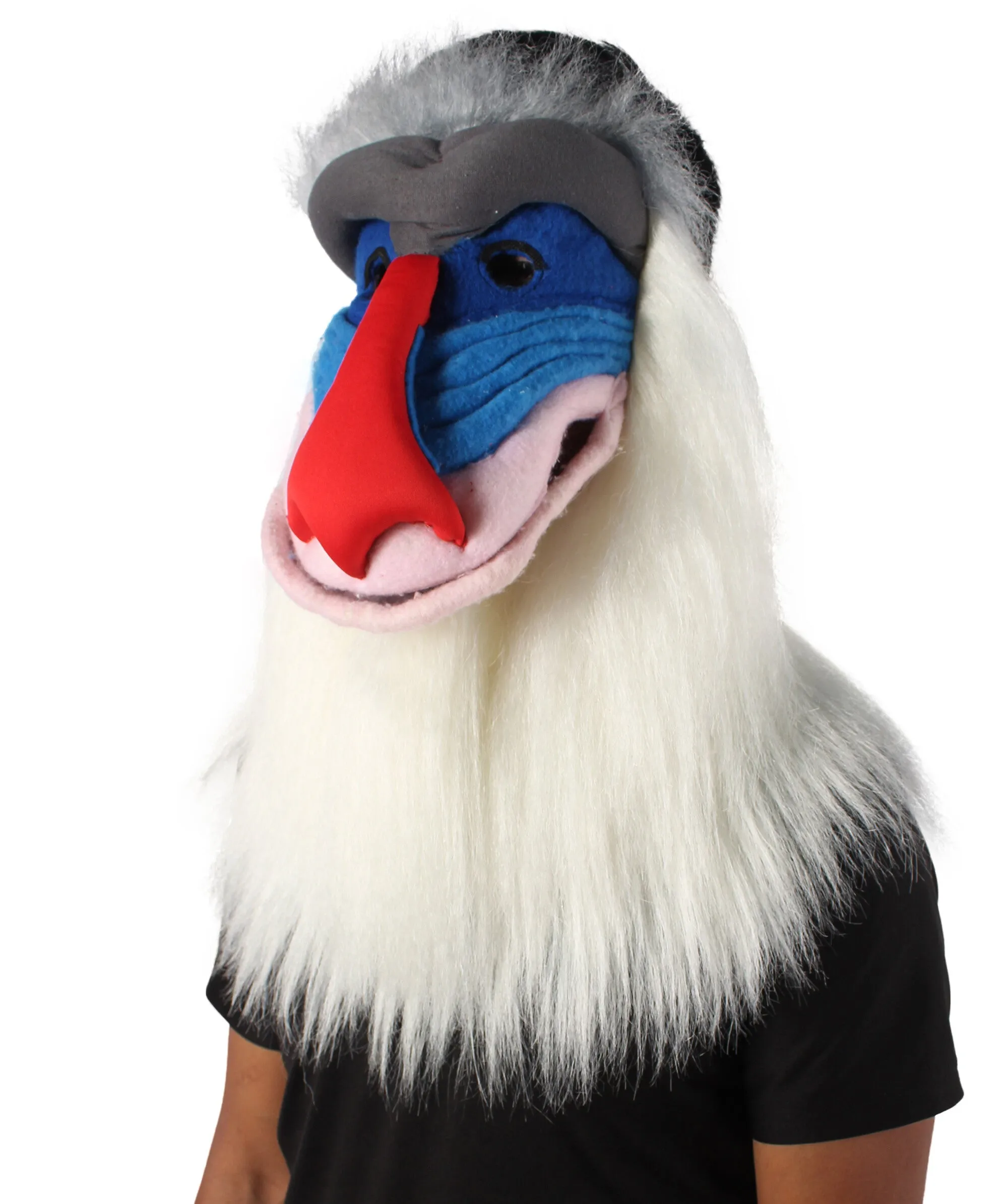 HPO Adult Unisex Large Old Mandrill Monkey Mask | Best for Halloween and Cosplay| Flame-retardant Synthetic Fiber