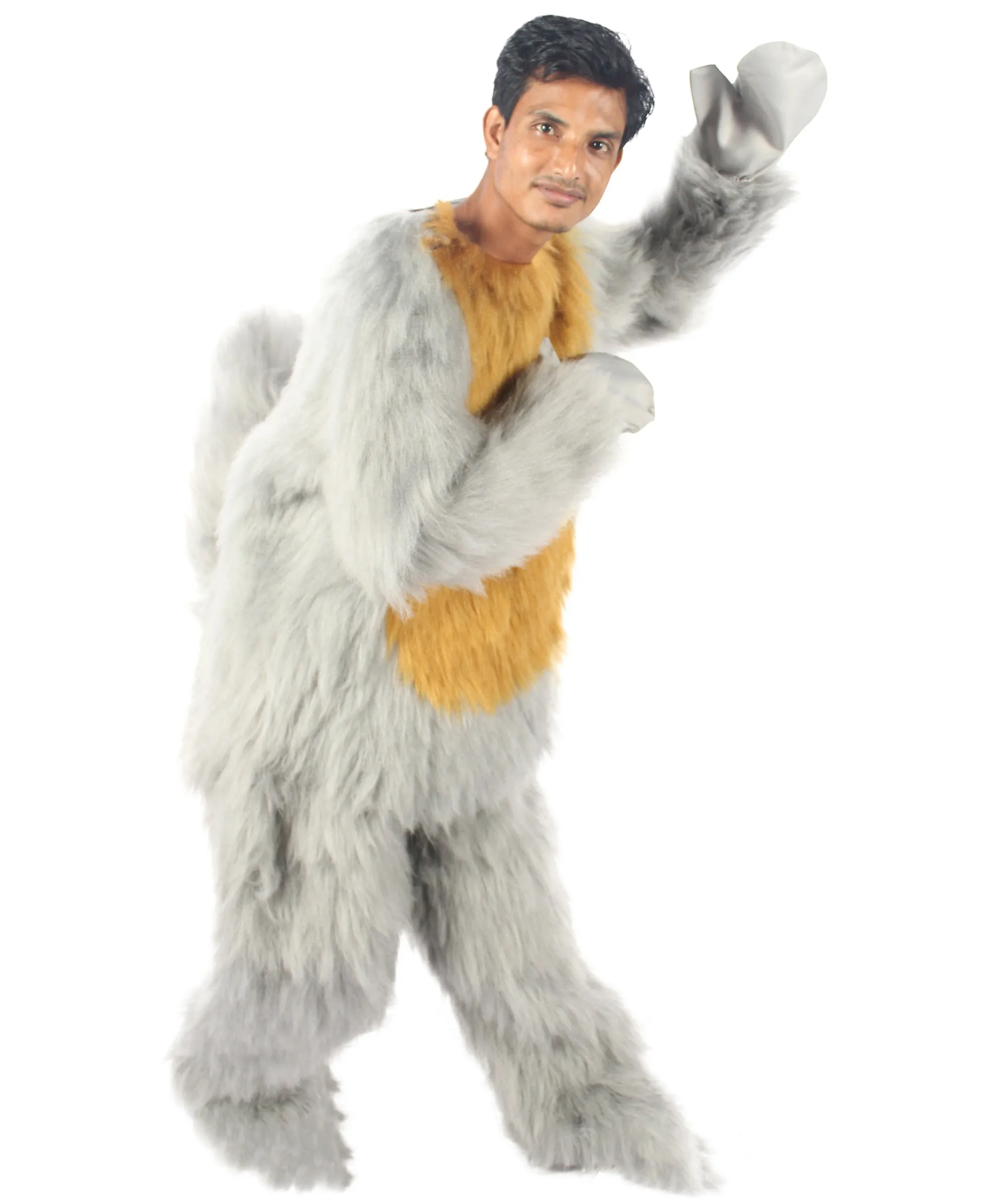 HPO Grey and Brown Squirrel Costume with Tail - Long Breathable Synthetic Fibers