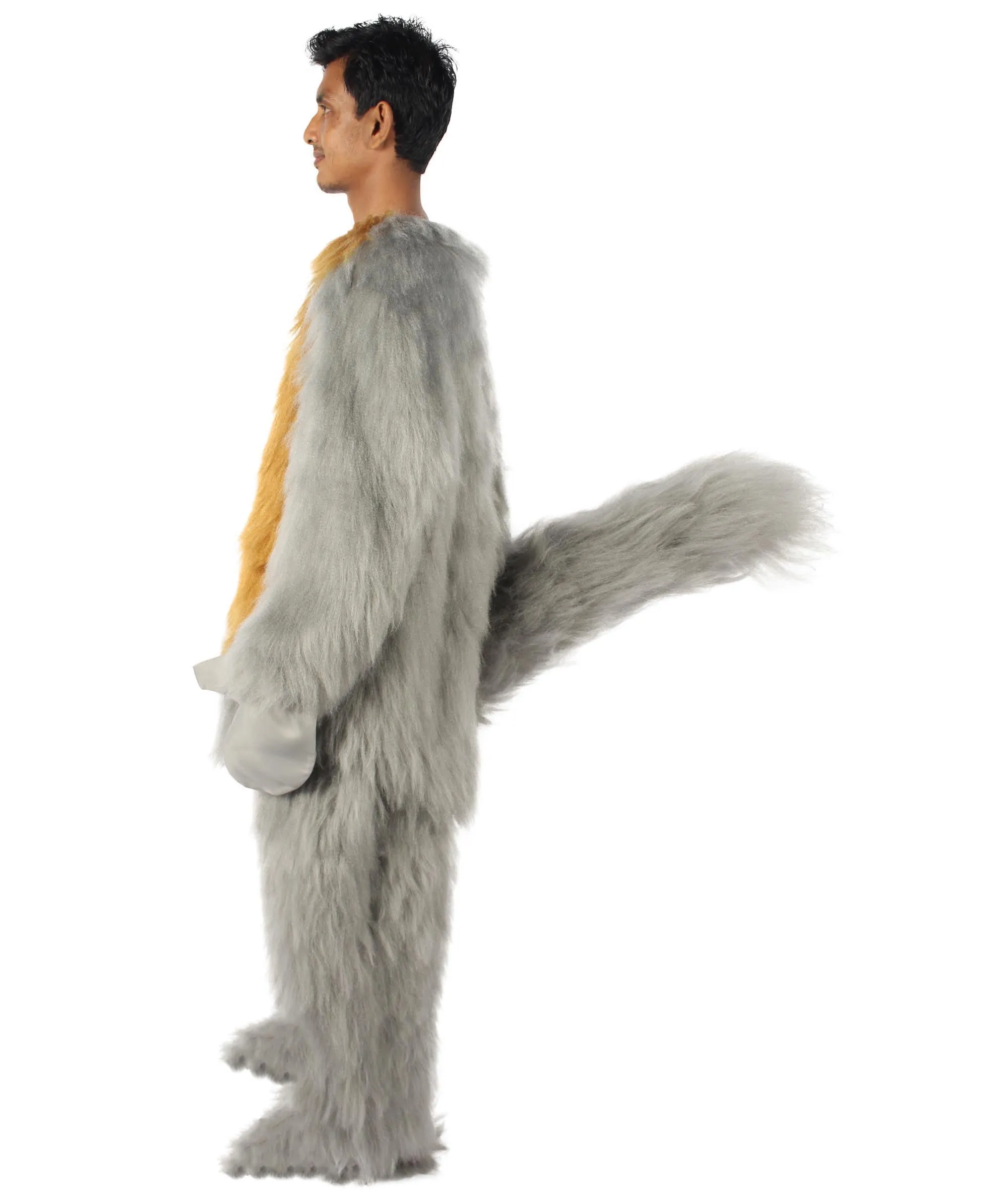 HPO Grey and Brown Squirrel Costume with Tail - Long Breathable Synthetic Fibers