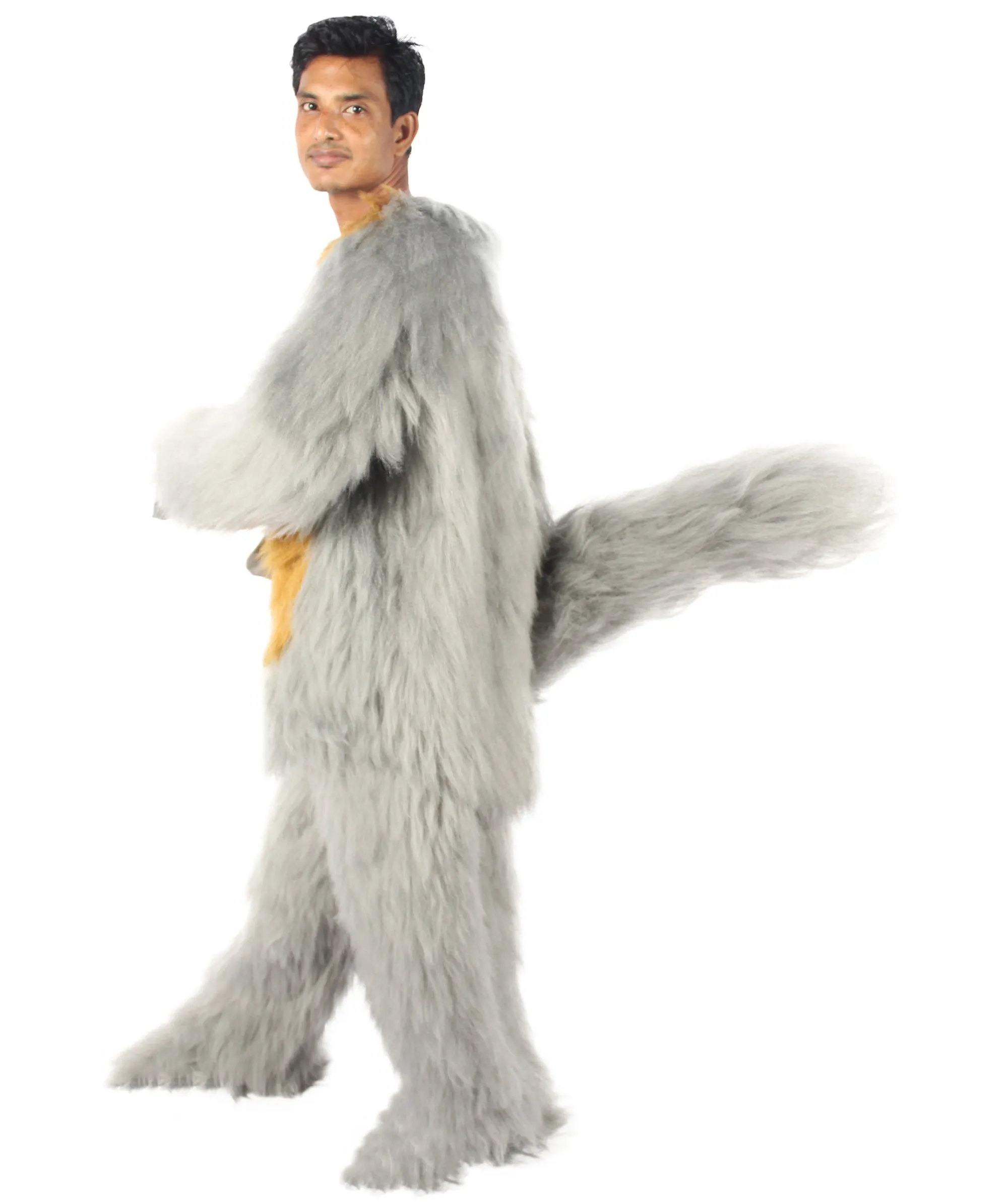 HPO Grey and Brown Squirrel Costume with Tail - Long Breathable Synthetic Fibers