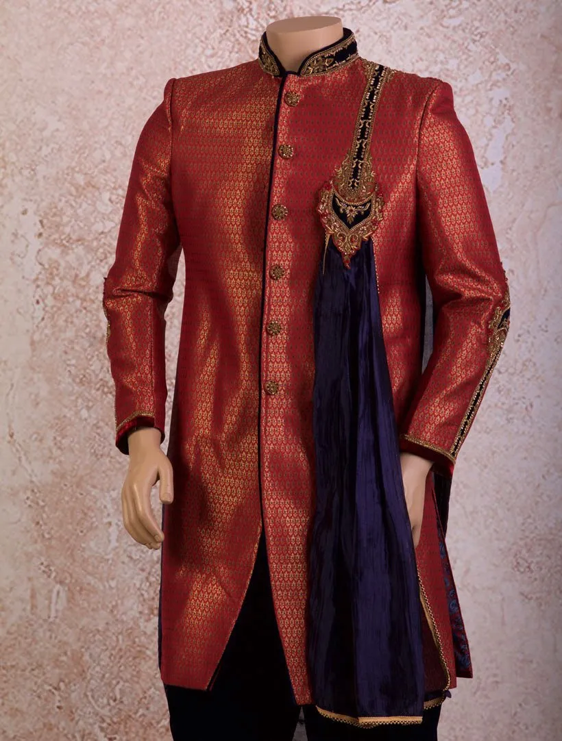 I8/2008 Sherwani Emb Button/Scarf