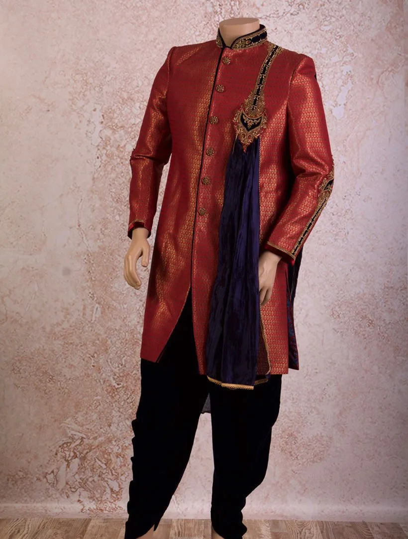 I8/2008 Sherwani Emb Button/Scarf