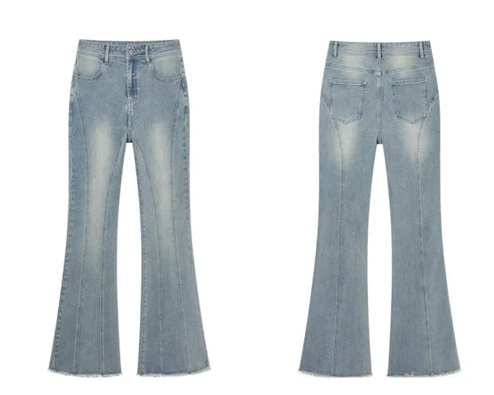 I'M ONE Women's retro slim and fashionable high-waisted denim micro-lab pants