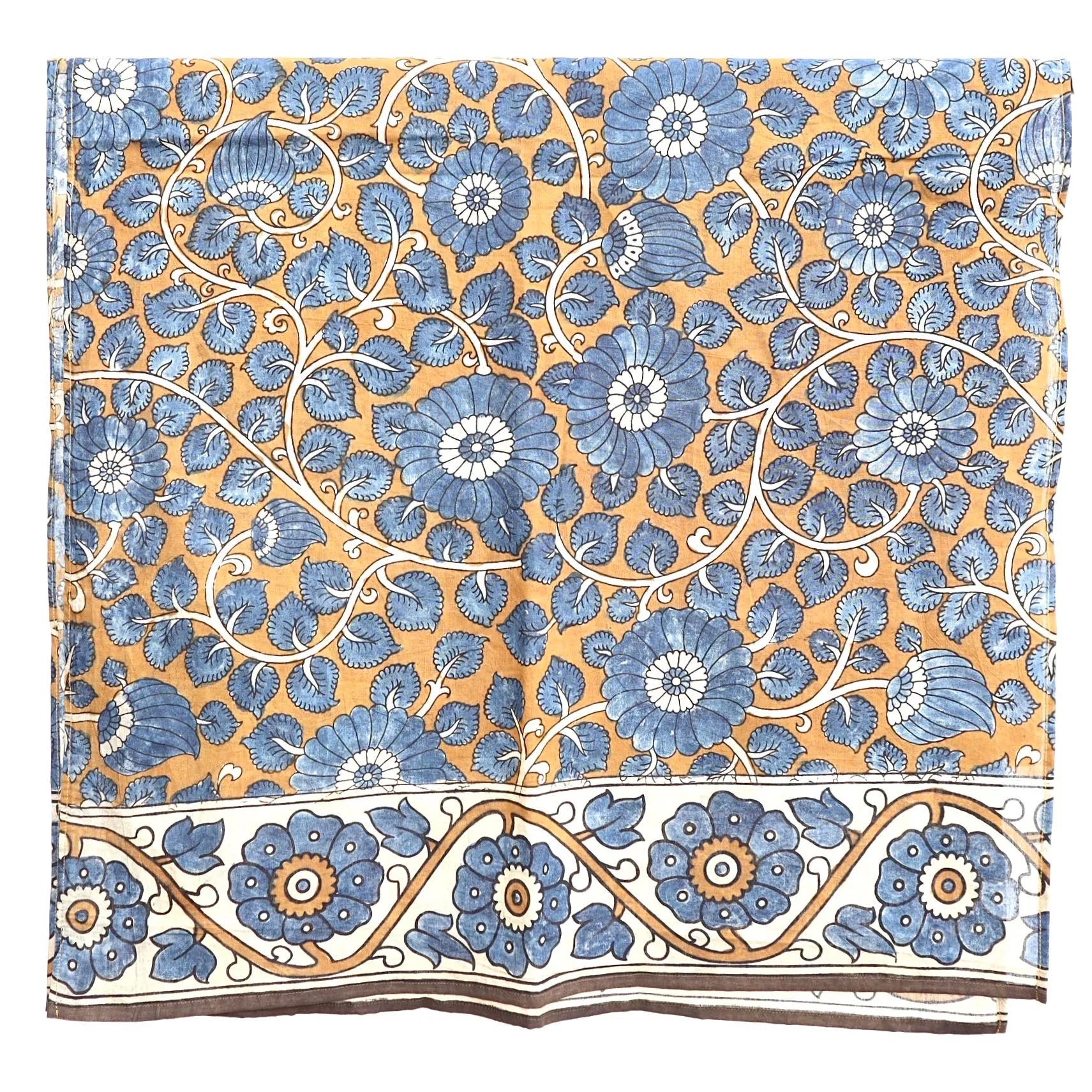 Indigo Flora – Limited Edition Hand Painted Cotton Scarf(HS0011)