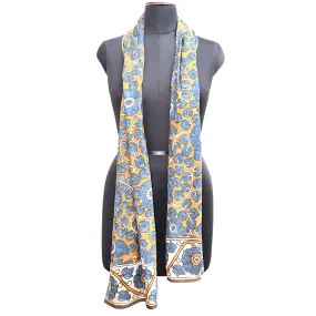 Indigo Flora – Limited Edition Hand Painted Cotton Scarf(HS0011)