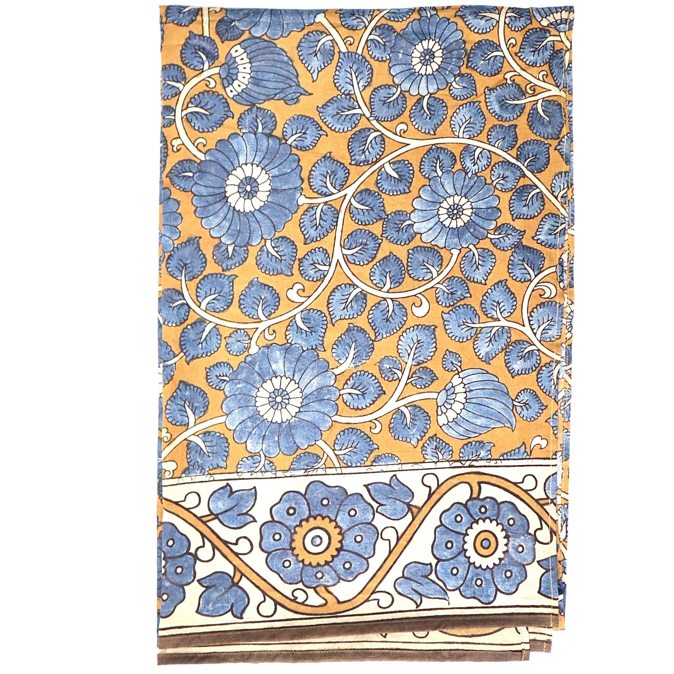 Indigo Flora – Limited Edition Hand Painted Cotton Scarf(HS0011)