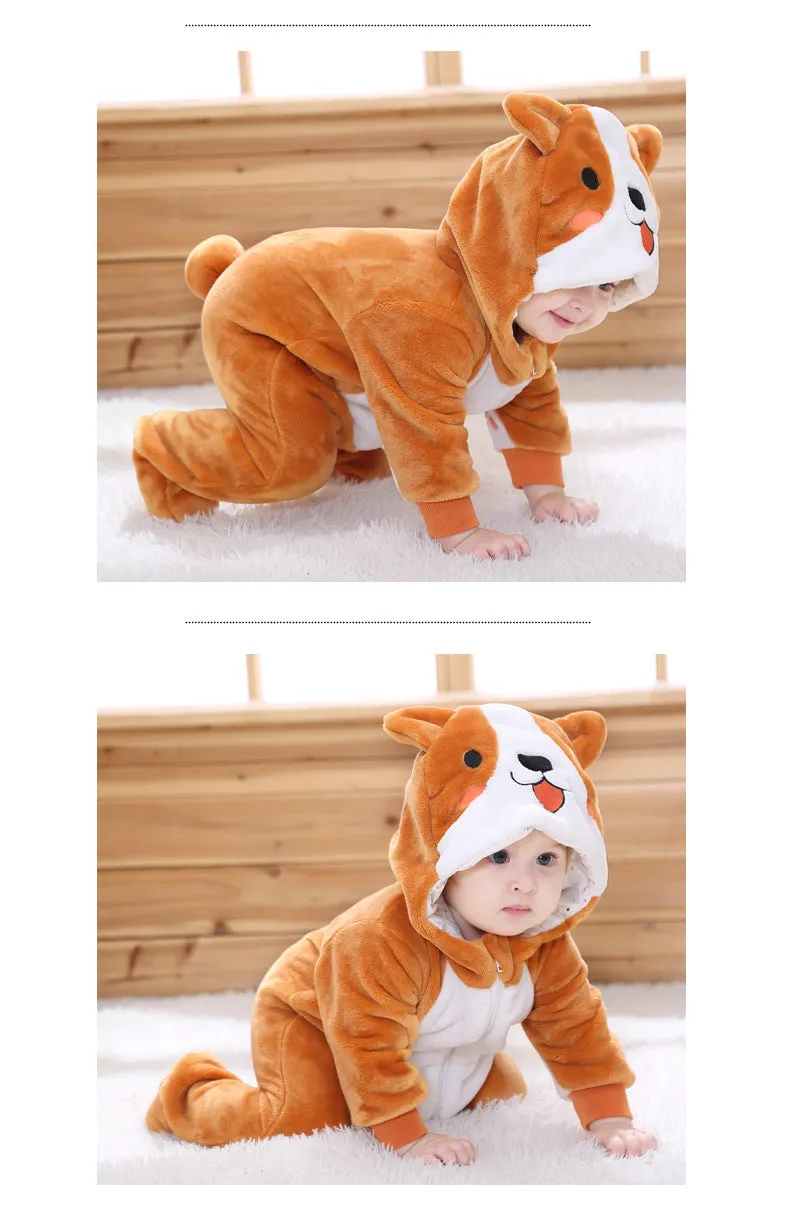 Infant Male And Female Baby 0-3 Years Old Animal Single Layer Jumpsuit Romper