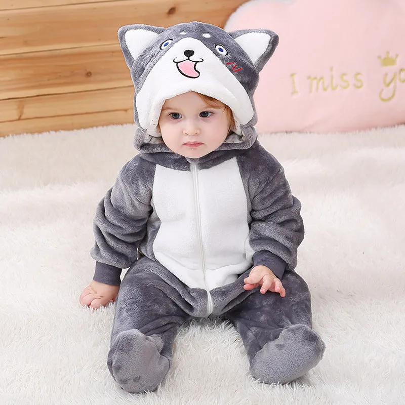 Infant Male And Female Baby 0-3 Years Old Animal Single Layer Jumpsuit Romper