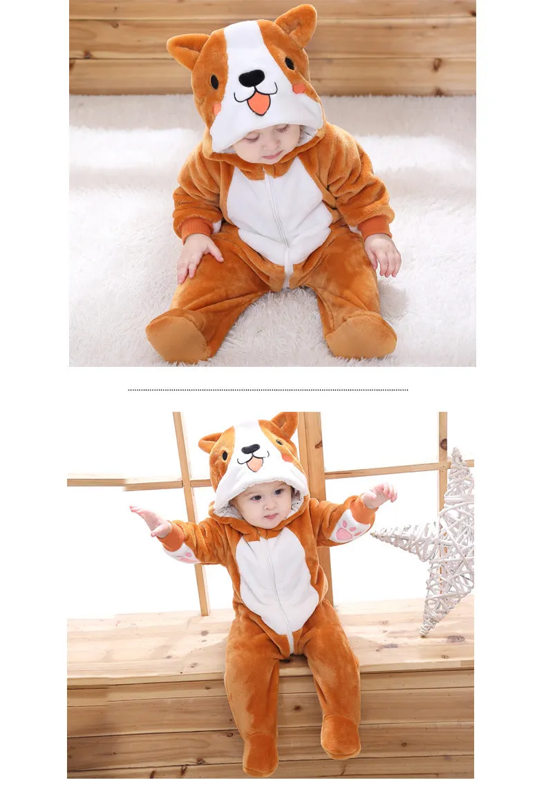 Infant Male And Female Baby 0-3 Years Old Animal Single Layer Jumpsuit Romper