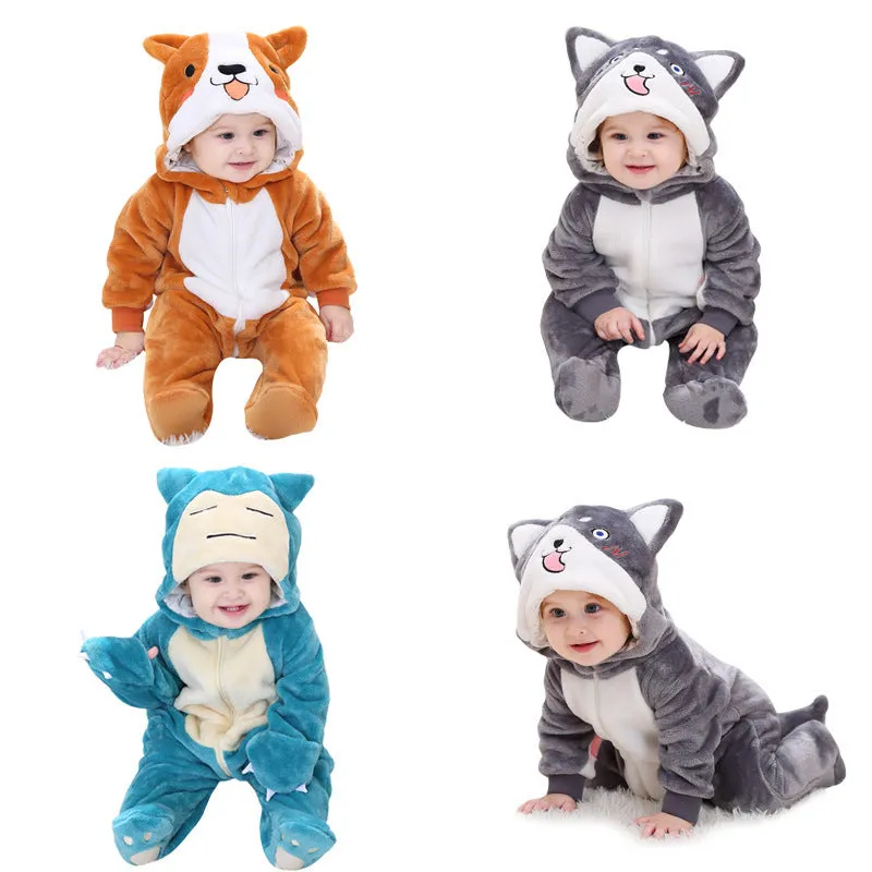 Infant Male And Female Baby 0-3 Years Old Animal Single Layer Jumpsuit Romper