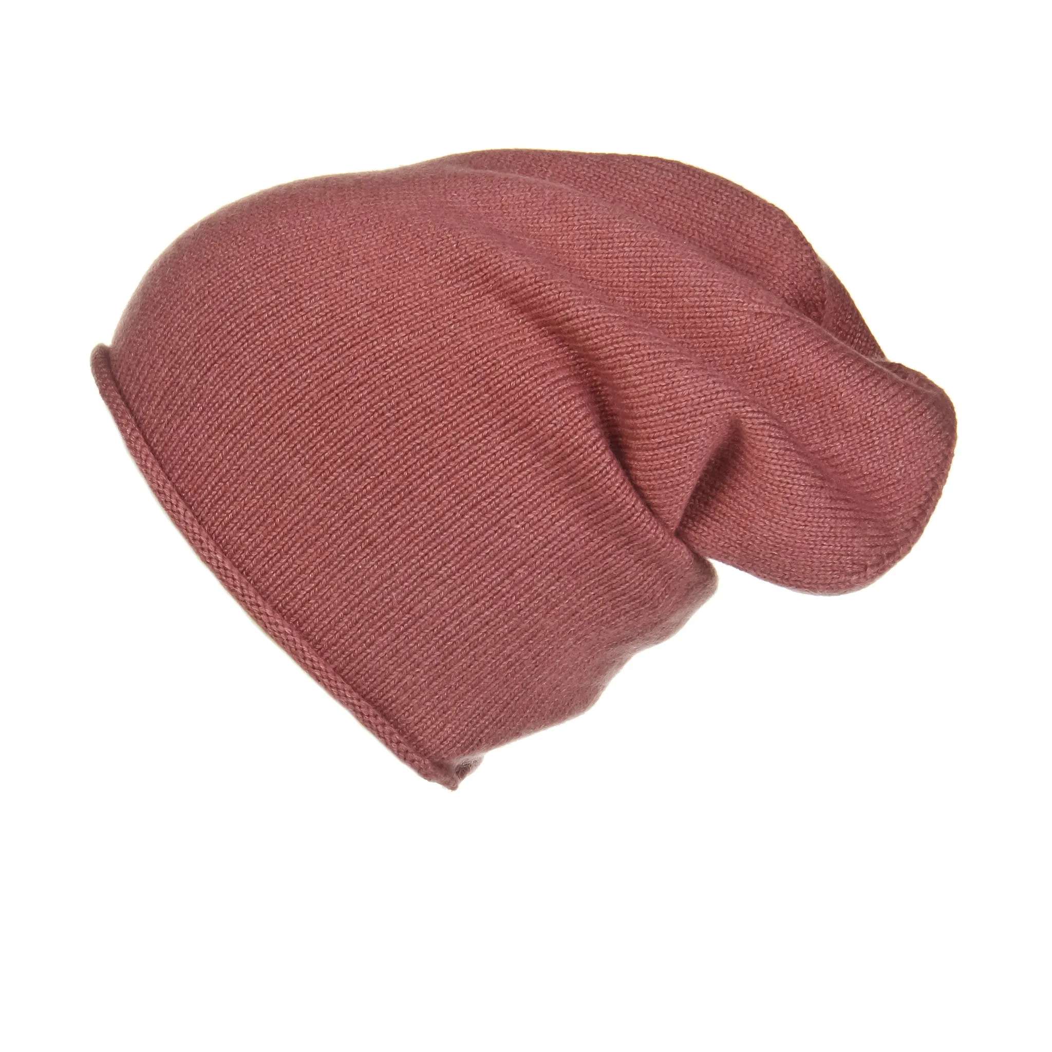 Jersey Roll Slouchy Marsala Cashmere Hat