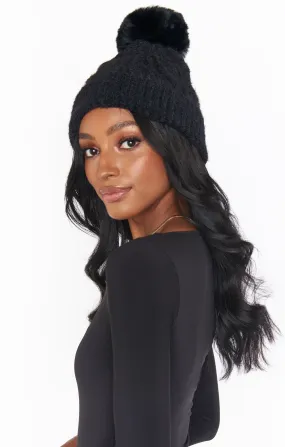 Josie Chenille Beanie Hat ~ Black