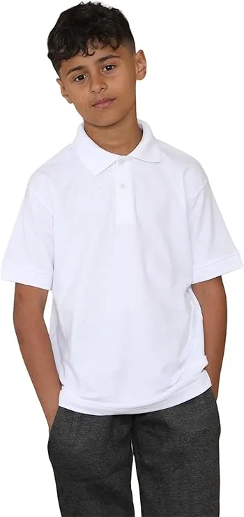 KHIM Unisex Polo Short Sleeve Polycotton Boys Girls School Uniform Plain Half Sleeve Shirts Sports Wear Indoor Outdoor Age 2-14 years