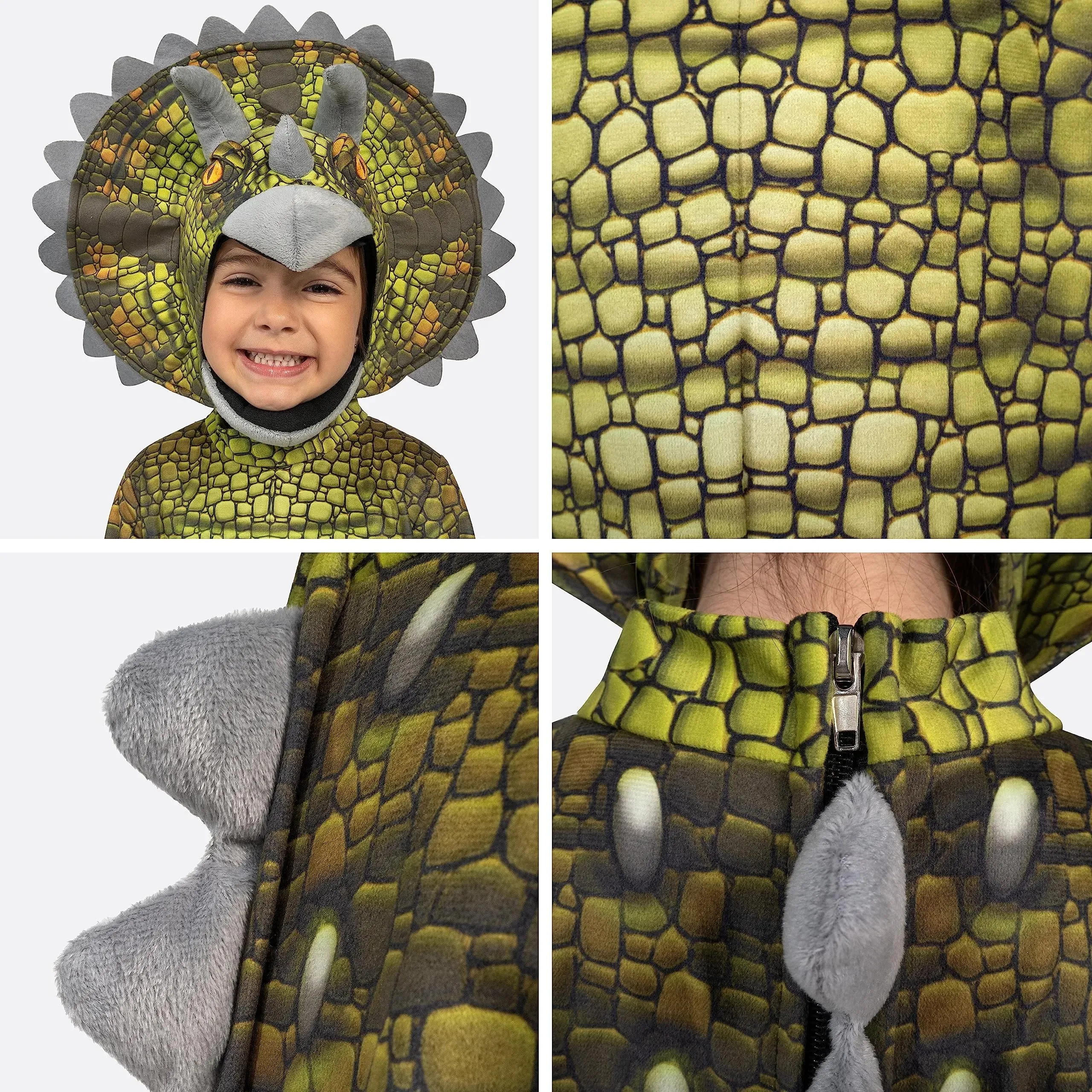 Kids Realistic Triceratops Dinosaur Costume for Boy Halloween Party