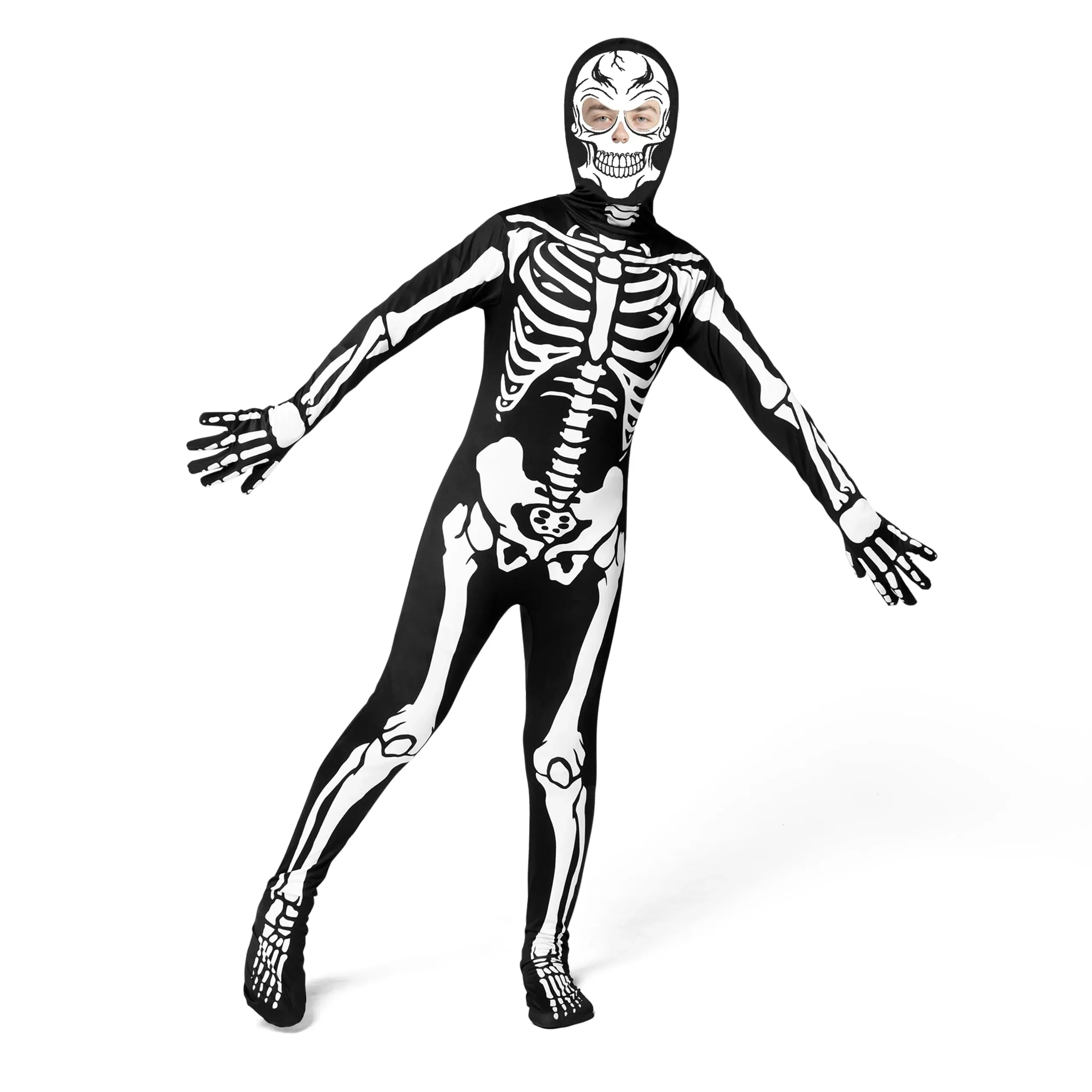 Kids Skeleton Costume, Black Glow in the Dark