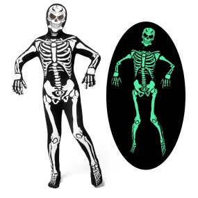 Kids Skeleton Costume, Black Glow in the Dark