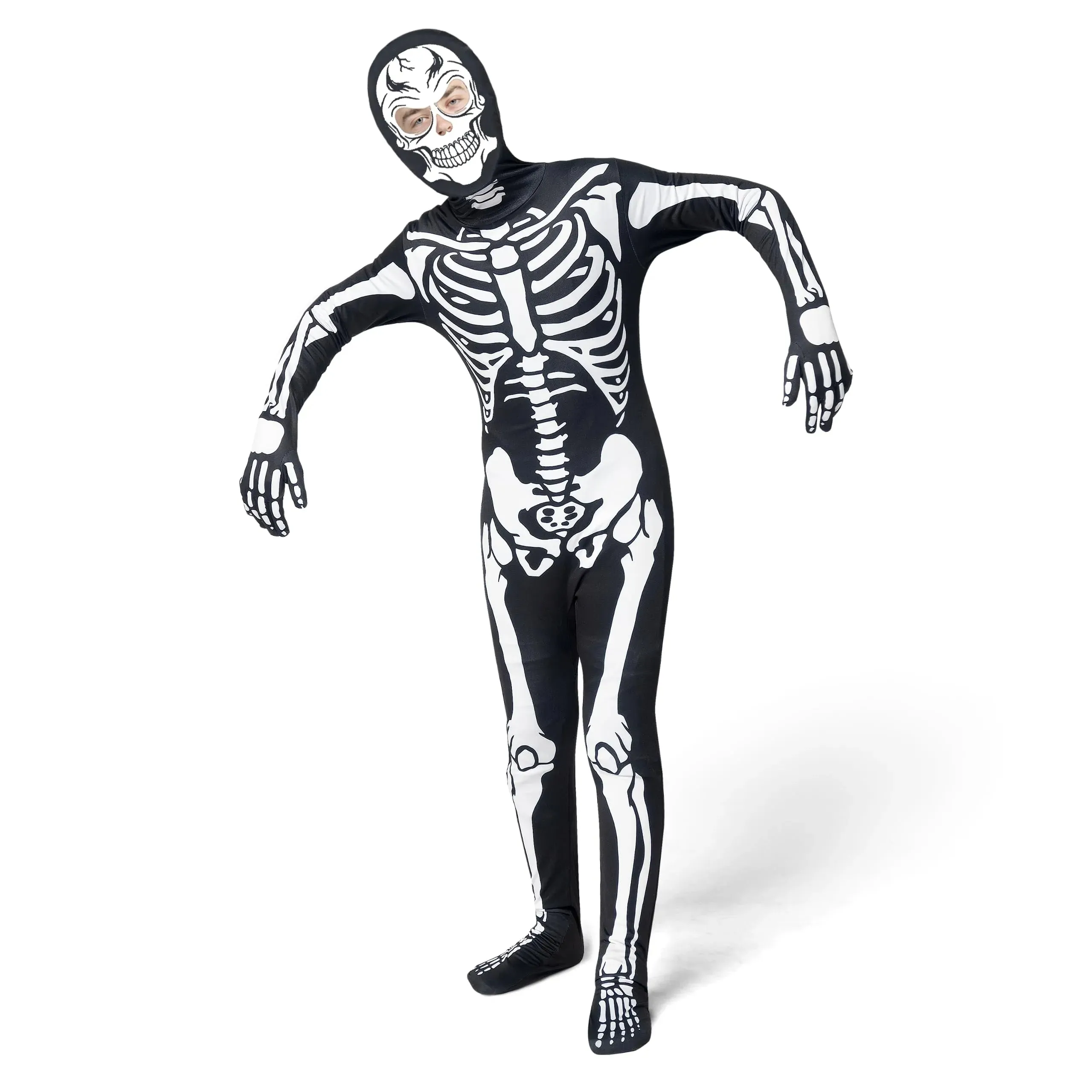 Kids Skeleton Costume, Black Glow in the Dark