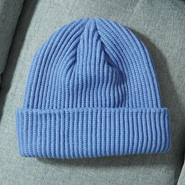 Knitted Hat Solid Skuilles Beanies Dad Cap Thick Warm Ski Beanies Caps