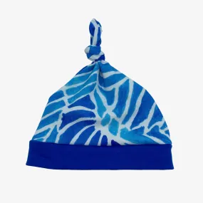 Knot Hat in Newborn: Solid Blue with Stripes