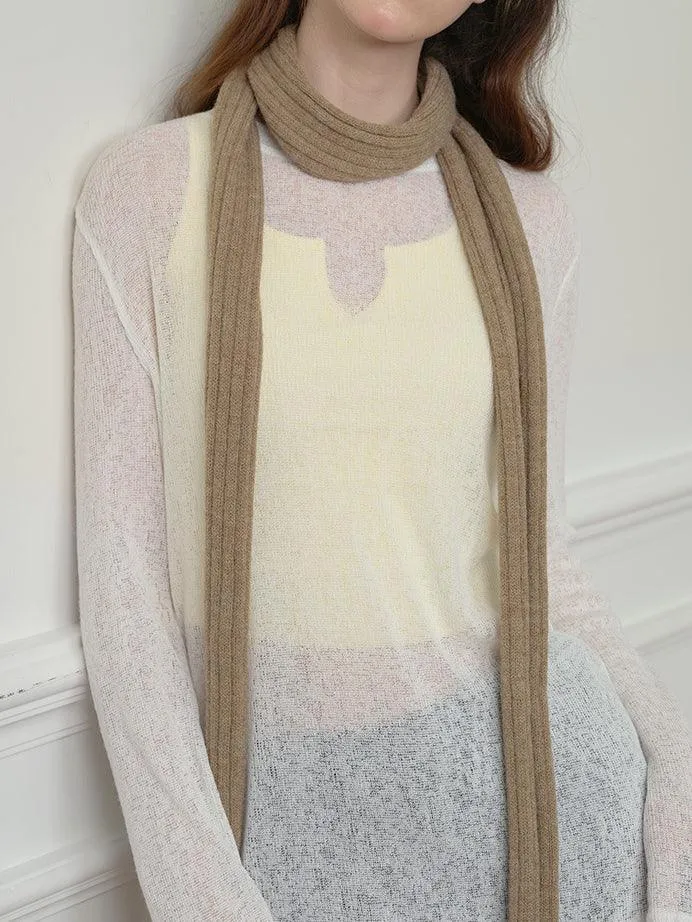 Ladeis Solid Color Soft Y2K Thin Scarf YW015