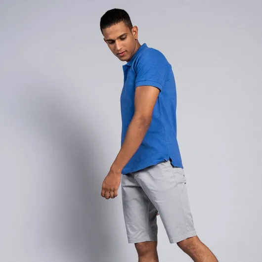 Lapis Lazuli Bright Blue Cotton Polo T-Shirt