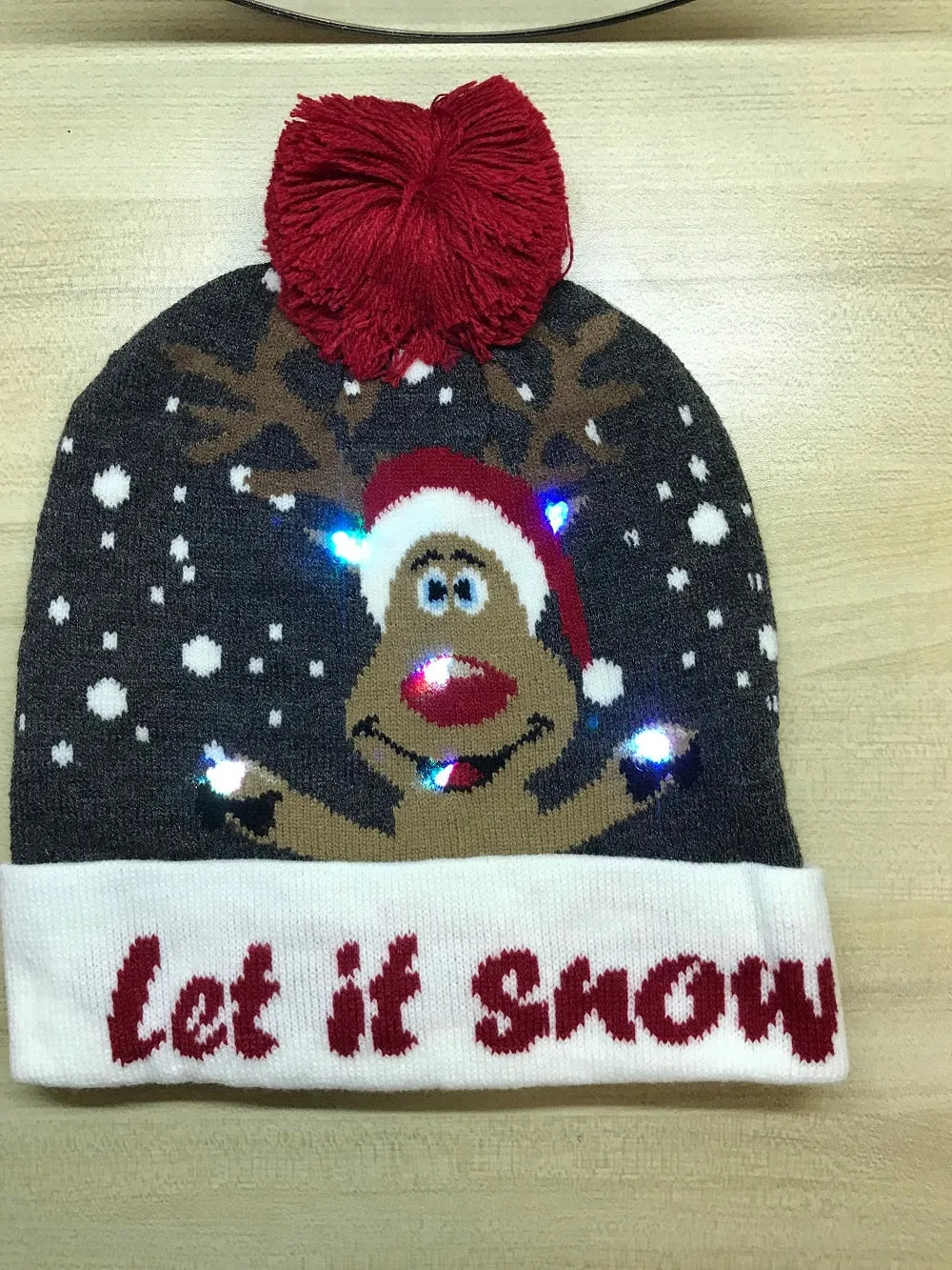 LED Knitted Christmas Hat Beanie Light Up Illuminate Warm Hat For Kids Adults New Year Christmas Decor