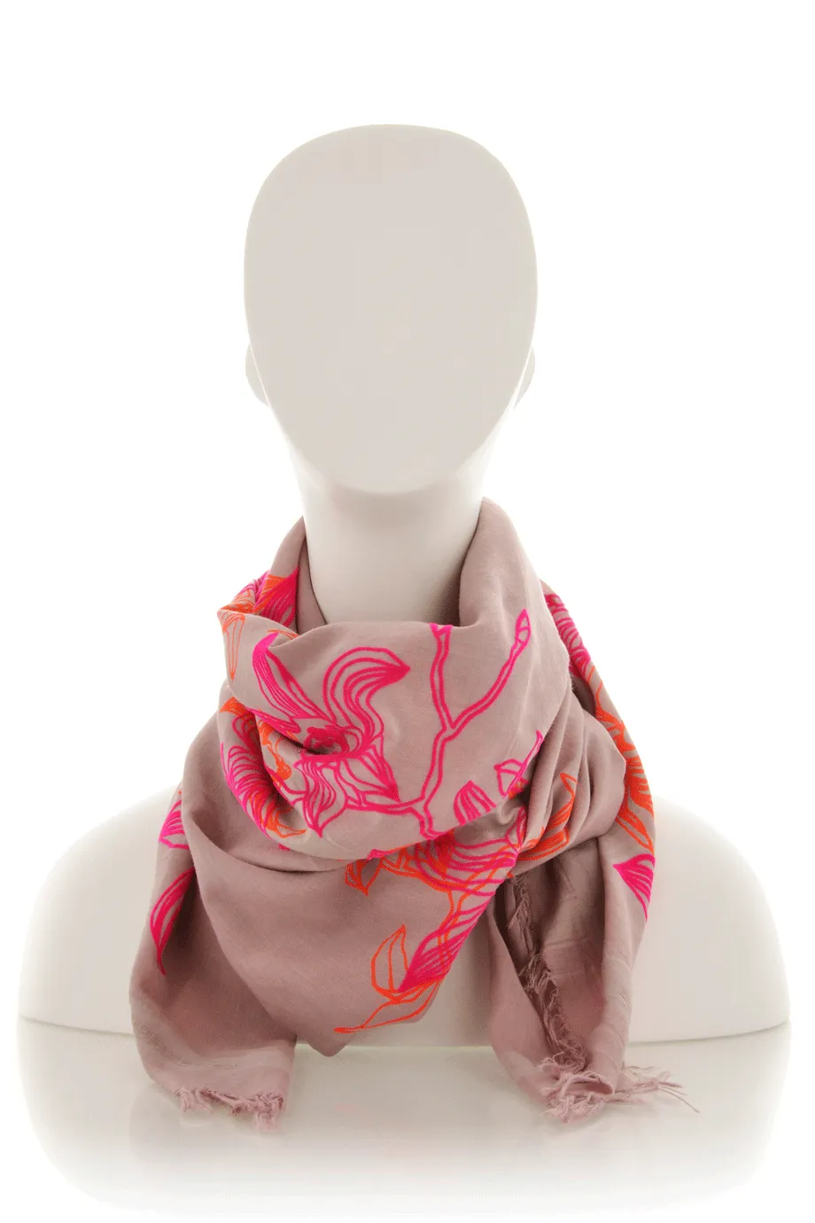 LILLIES Fluo Pink Flock Silk Cotton Woman Scarf