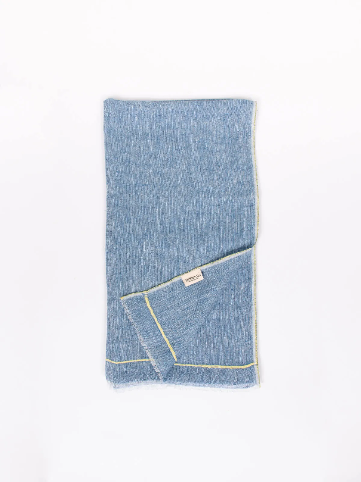 Linen Scarf, Indigo and Lemon